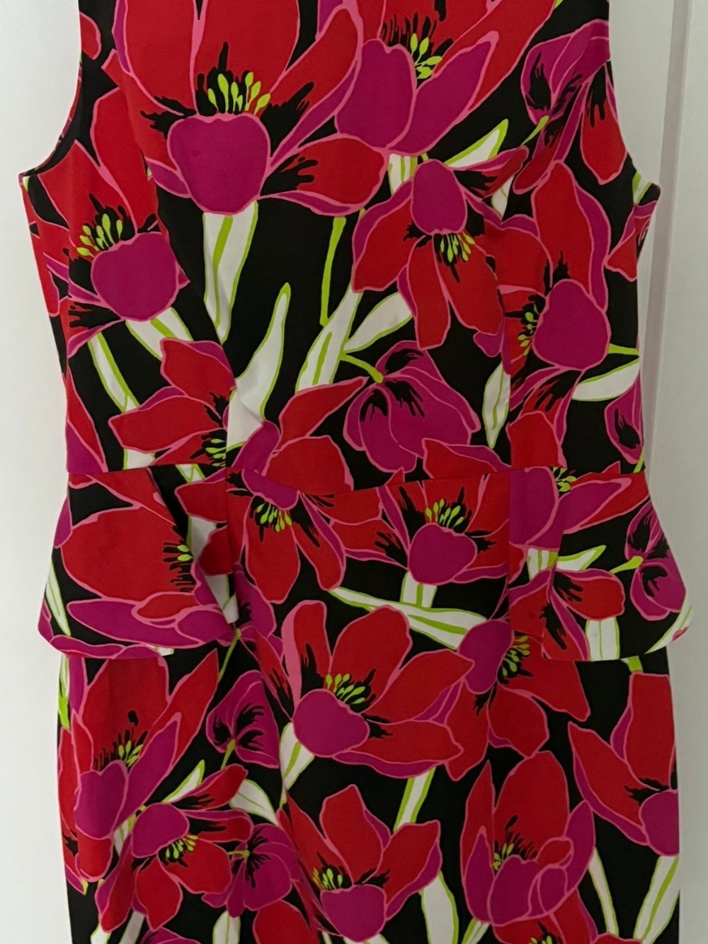 Kate Spade Pink, Red & Black Floral Print Dress